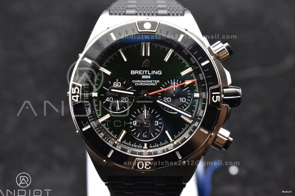 Bracelet Chronomat 536 1:1 Robber BLSF A TravelReady B01 Best Edition SS Green On 44mm Dial 0720
